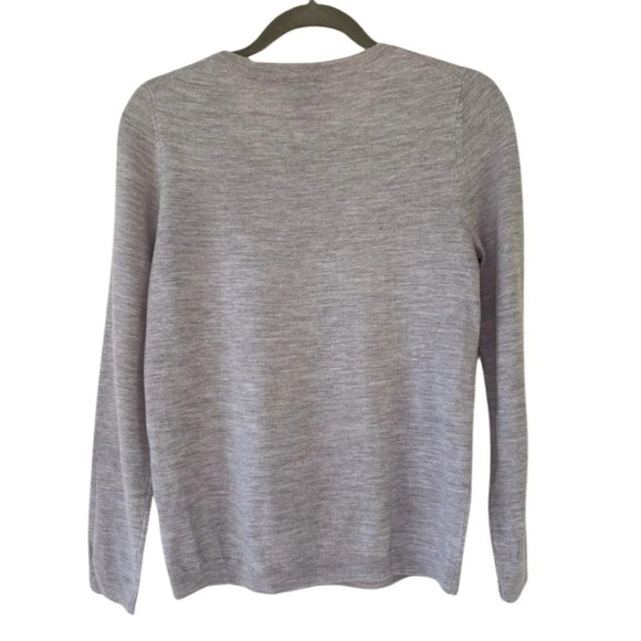 NWT, Talbots, 100% Merino Wool Crown Embellished Crew Sweater, Gray, Grey - Picture 5 of 9